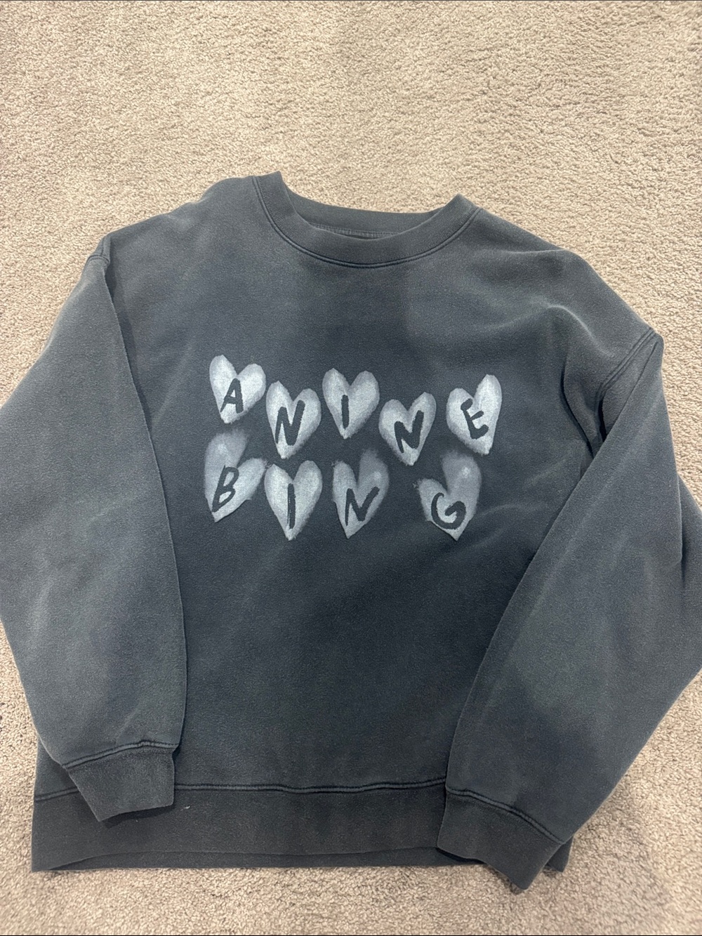 Anine Bing Black Crewneck with Heart Graphic